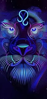 Vibrant neon lion art with bold colors on a smartphone wallpaper.