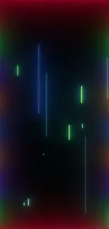 Vibrant neon mobile wallpaper with colorful glowing lines on black background.