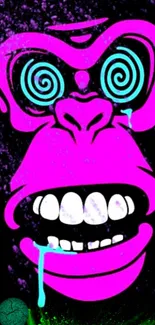 Psychedelic neon monkey with vibrant colors.