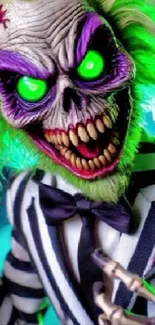 Eerie neon monster in vivid colors.