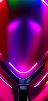 Futuristic neon helmet design with vibrant hot pink hues.