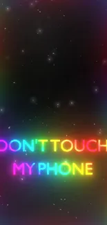 Vibrant neon phone wallpaper with warning text.