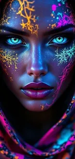 A neon portrait with vibrant colors, showcasing artistic and futuristic elements.