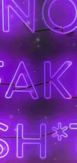 Neon purple quote saying NO FAKE SH*T.