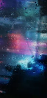 Colorful neon raindrops on glass wallpaper.