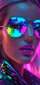 Stylish neon reflection sunglasses with vibrant colors, perfect for modern tech screens.