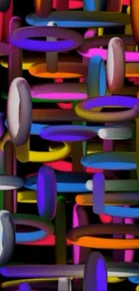 Vibrant abstract wallpaper with colorful neon rings.