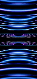 Vibrant neon blue and purple rings on a black background wallpaper.