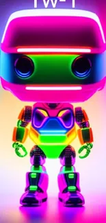 Colorful neon robot design for mobile wallpaper.