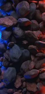 Neon rocks with blue and orange glow