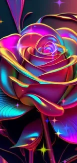 Vibrant neon rose artwork for mobile wallpaper.