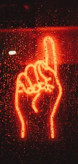 Neon sign wallpaper with a glowing red hand and dark background.