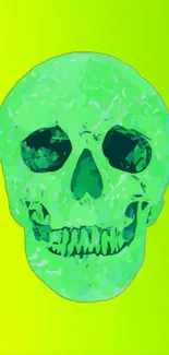 Neon green skull art wallpaper with a vibrant lime background.