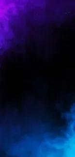 Colorful neon smoke wallpaper with purple and blue gradients.