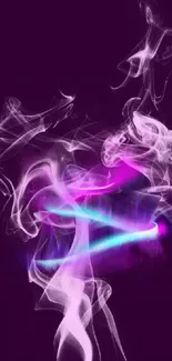 Vibrant neon smoke on a purple background.