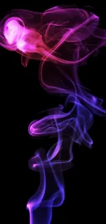 Vibrant neon smoke with pink and purple hues on black.