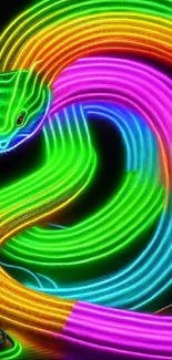 Vibrant neon snake wallpaper with bold, colorful patterns and bright design.