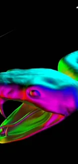 Neon rainbow snake showcases vibrant colors in stunning mobile wallpaper.