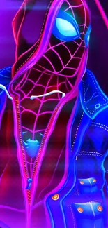 Vibrant neon Spider-themed artwork in bold colors for phone wallpaper.