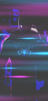 Neon Spider-Man silhouette with vibrant colors and glowing effects.