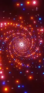 Neon spiral wallpaper with vibrant colorful lights creating a mesmerizing pattern.