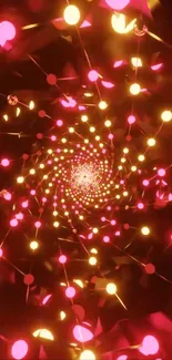 Vibrant neon light spiral wallpaper with abstract pattern.