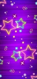 Vibrant neon star wallpaper with colorful cosmic design