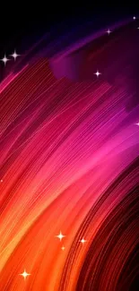 Vibrant neon starry wallpaper with colorful cosmic swirls.