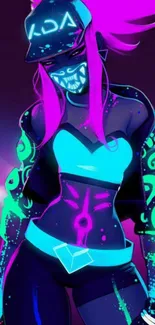 Futuristic neon street art wallpaper character.