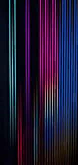 Vibrant neon striped wallpaper with glowing lines.