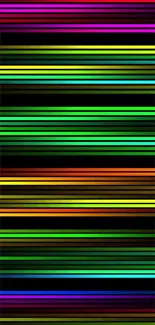 Vibrant neon stripes on black background wallpaper.