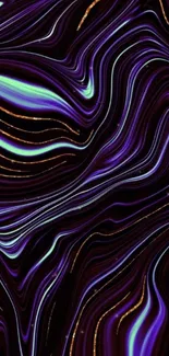 Mesmerizing neon swirl design with purple and gold hues.