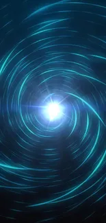 Vibrant teal blue spiral vortex wallpaper.