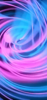 Vibrant neon swirl wallpaper with pink and blue colors.