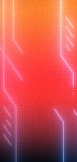 Vibrant neon background with glowing lines.