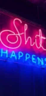 Neon sign wallpaper with pink and blue text, creating a vibrant display.