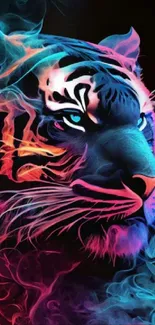 Neon tiger artwork with vibrant colors