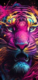 Vibrant neon tiger artwork with dynamic colors and artistic design.