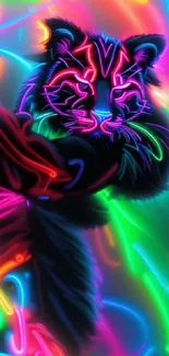 Vibrant neon tiger art wallpaper for phones.