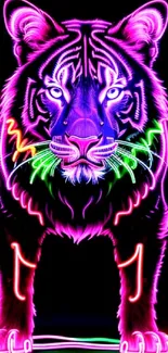 Vibrant neon tiger artwork with colorful glowing effects.