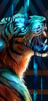 Dynamic neon tiger artwork with vibrant colors.