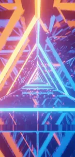 Vibrant neon triangle design with futuristic patterns.