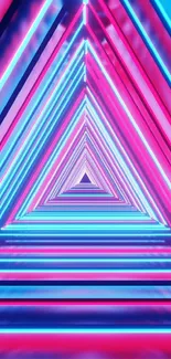 Colorful neon triangles with a futuristic vibe in pink and blue.