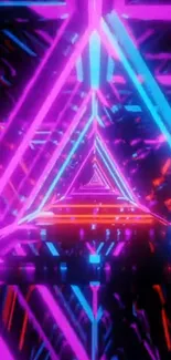 Futuristic neon triangles in vibrant electric pink and blue.