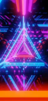 Futuristic neon triangle design wallpaper for mobile phone.