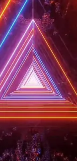 Vibrant neon triangle wallpaper with striking geometric design.