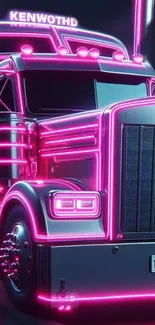 Neon pink truck glowing with futuristic style.