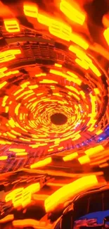 Bright neon swirl tunnel abstraction for a dynamic wallpaper.