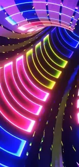 Bright neon tunnel with vibrant colors creating an artistic vibe.
