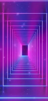 Mobile wallpaper with a vibrant neon tunnel design in pink and blue.